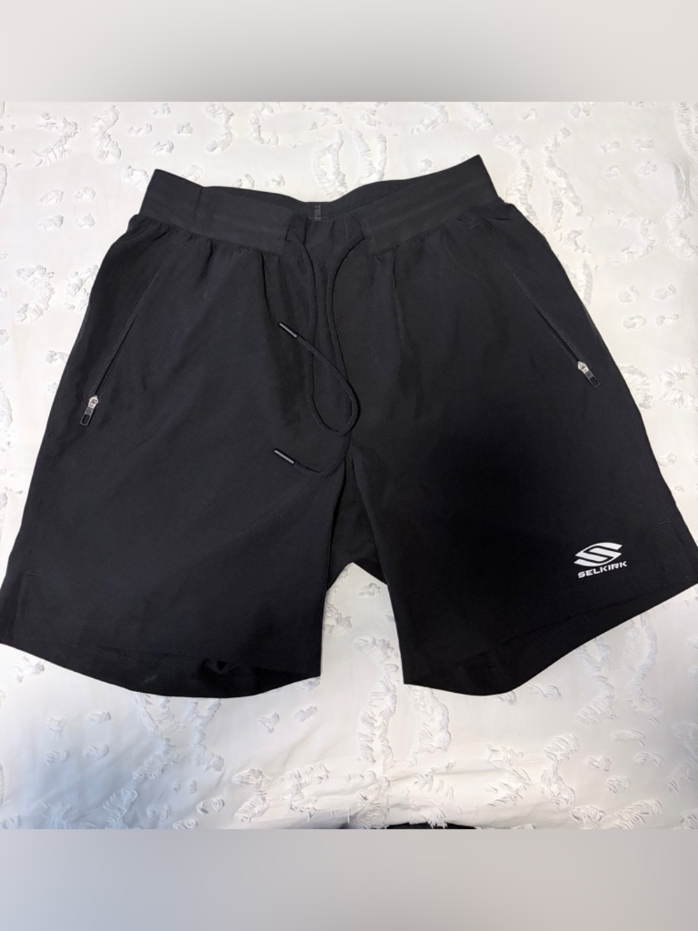 Men's Black Athletic Shorts with Zipper Pockets by Selkirin